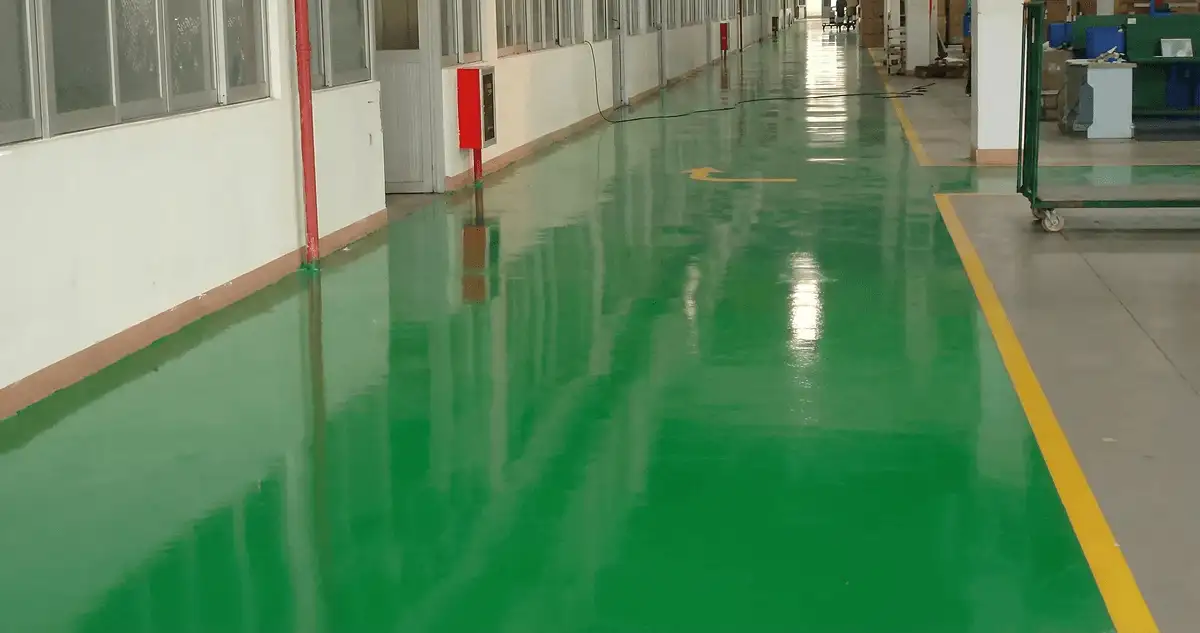 A factory floor professionally covered and marked with epoxy flooring in Wichita, KS