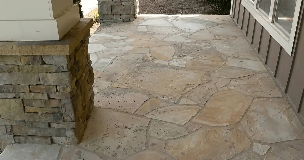 House entrance with professionally installed stone flooring in Wichita KS