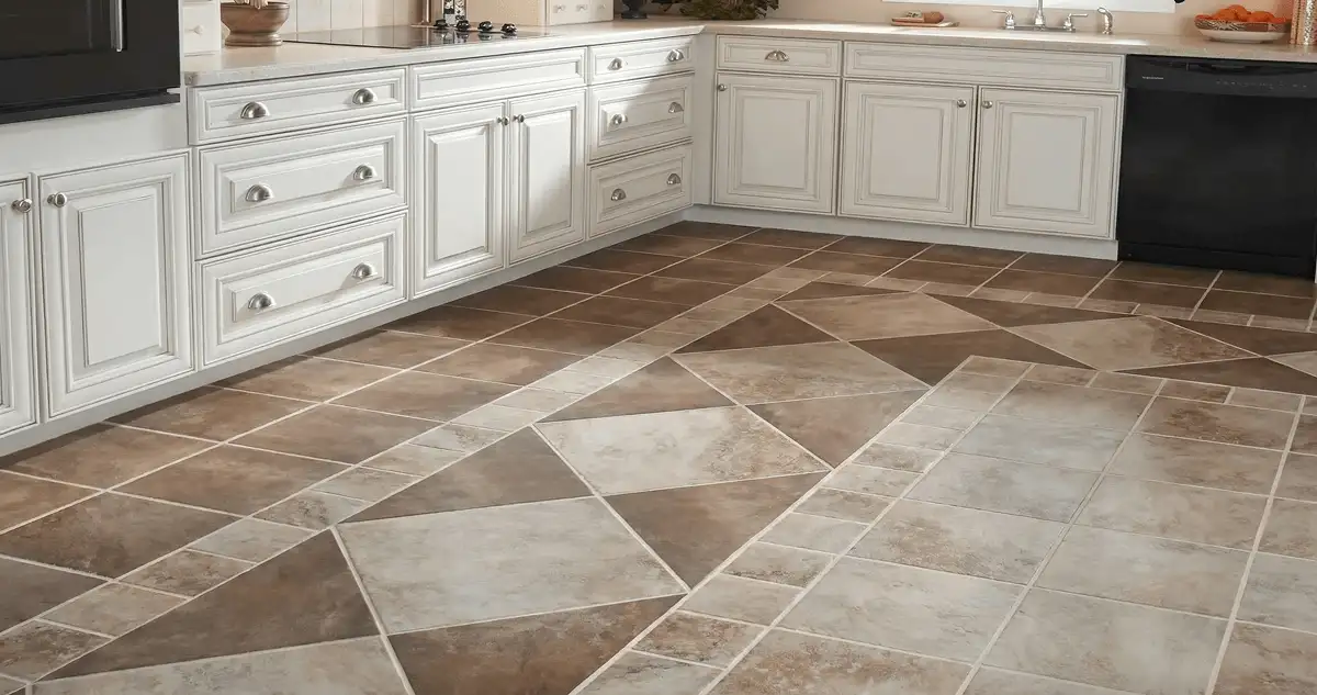 Kitchen with white cabinets and a professionally installed tile floor in Wichita, KS